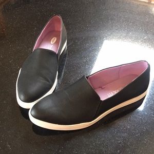 Black Leather Flats
